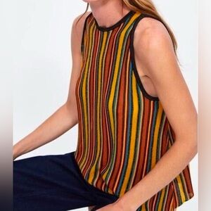 Zara Knit Stripe with Glitter Tank Top (Size Medium)